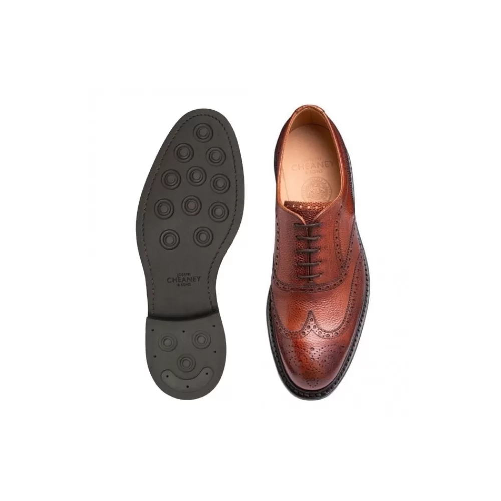Cheaney Brogues | Hythe Ii R Wingcap Oxford Brogue In Mahogany Grain Leather