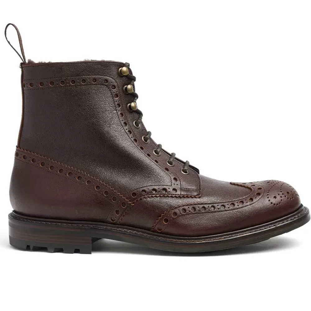 Cheaney Brogue Boots | Irvine B Shearling Lined Wingcap Derby Boot In Whiskey Kudu