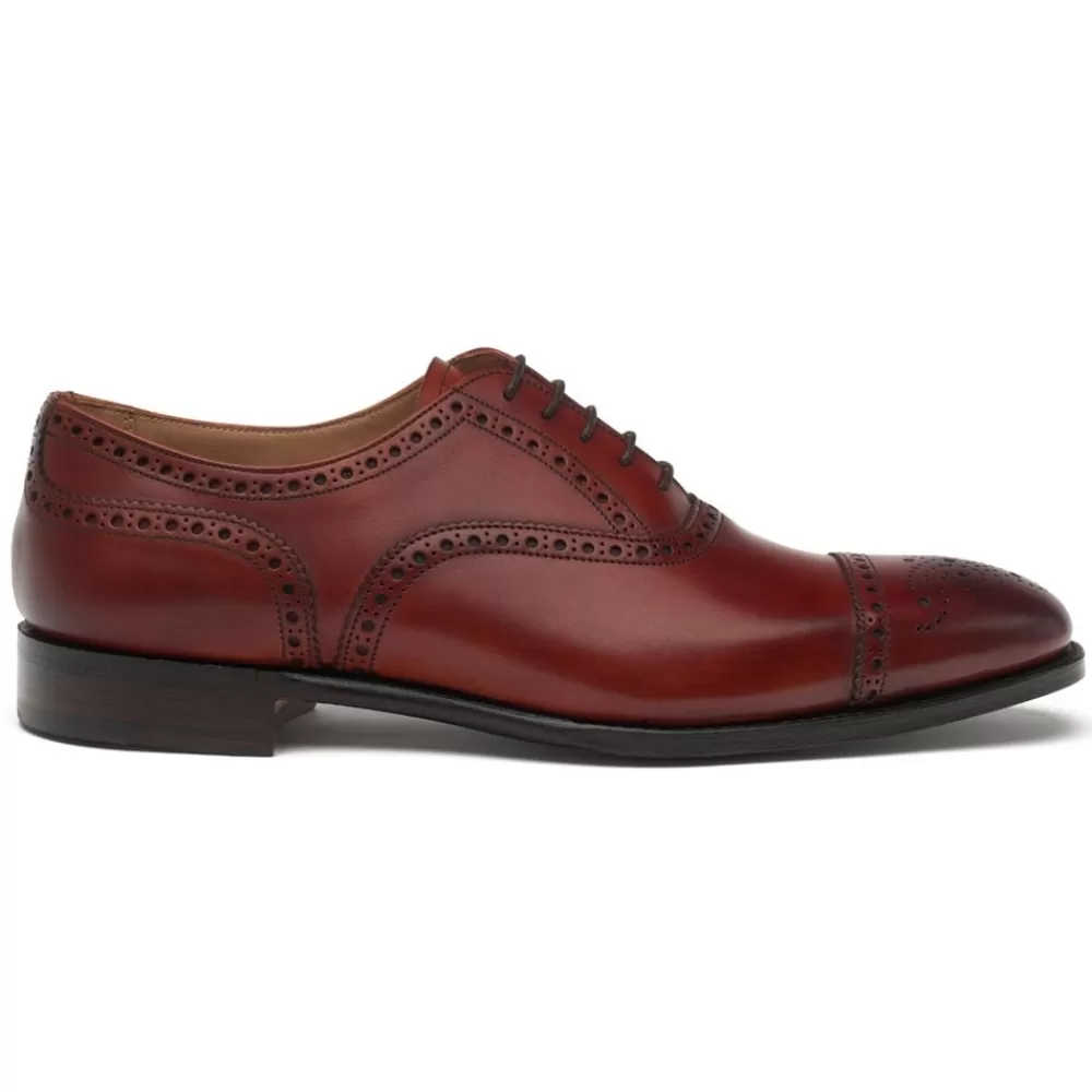 Cheaney Semi Brogues | Islington Oxford Semi Brogue In Dark Leaf Calf Leather