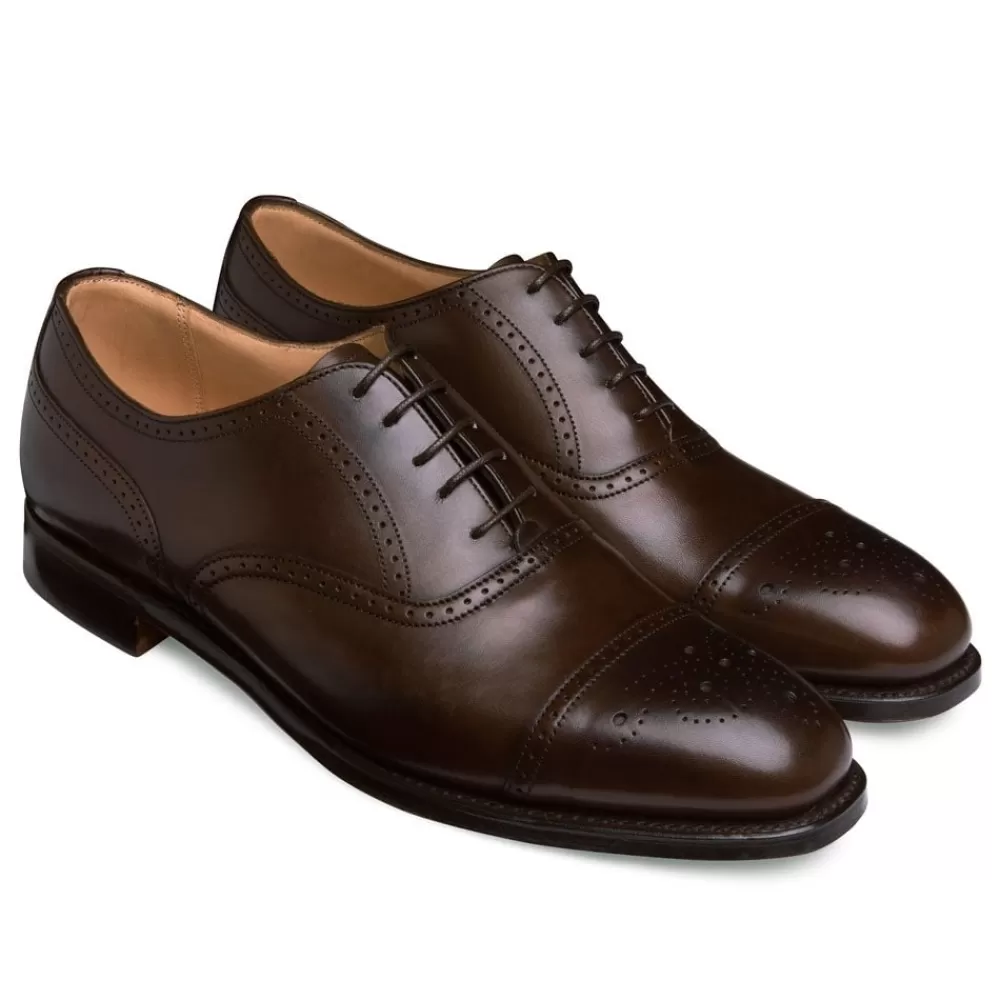 Cheaney Semi Brogues | Kelmarsh Oxford Semi Brogue In Dark Brown Calf Leather | Leather Sole