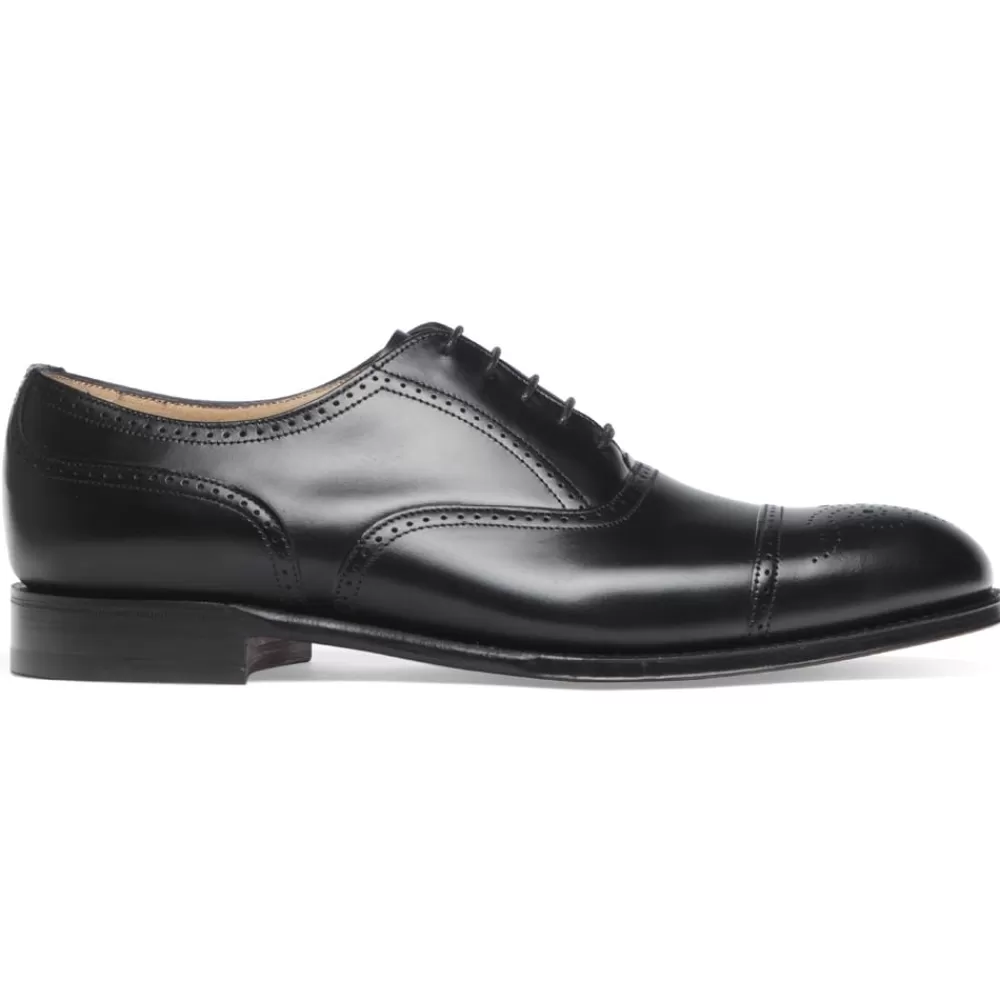 Cheaney Semi Brogues | Kelmarsh R Oxford Semi Brogue In Black Calf Leather | Rubber Sole