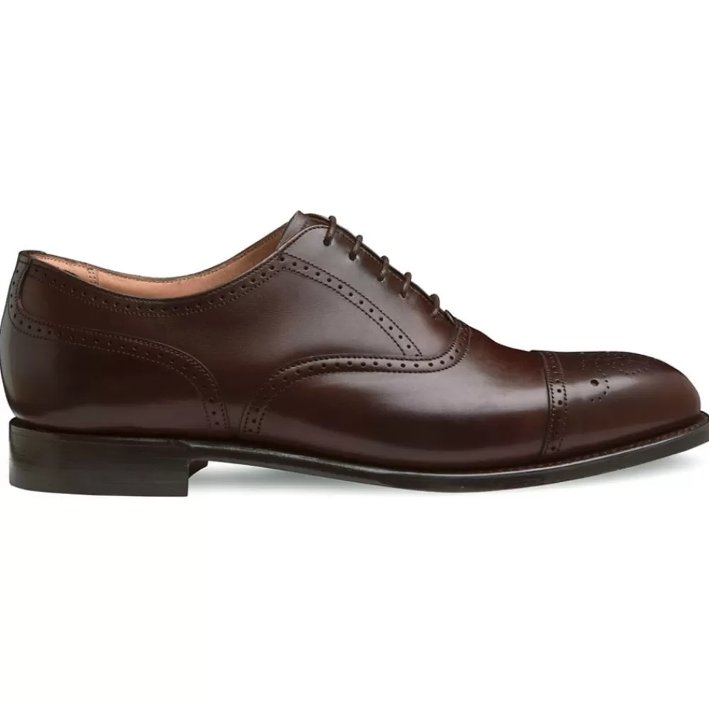 Cheaney Semi Brogues | Kelmarsh R Oxford Semi Brogue In Dark Brown Calf Leather | Rubber Sole