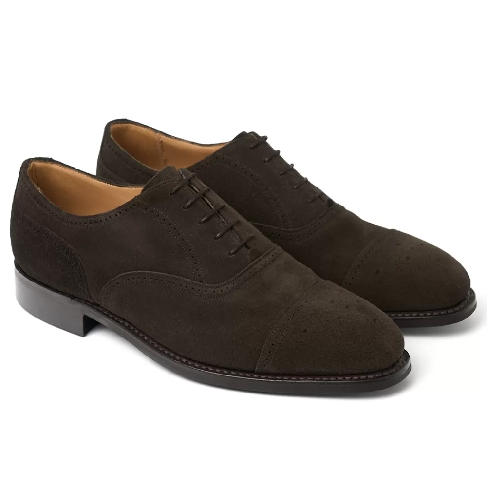 Cheaney Semi Brogues | Kelmarsh R Oxford Semi Brogue In Dark Brown Suede