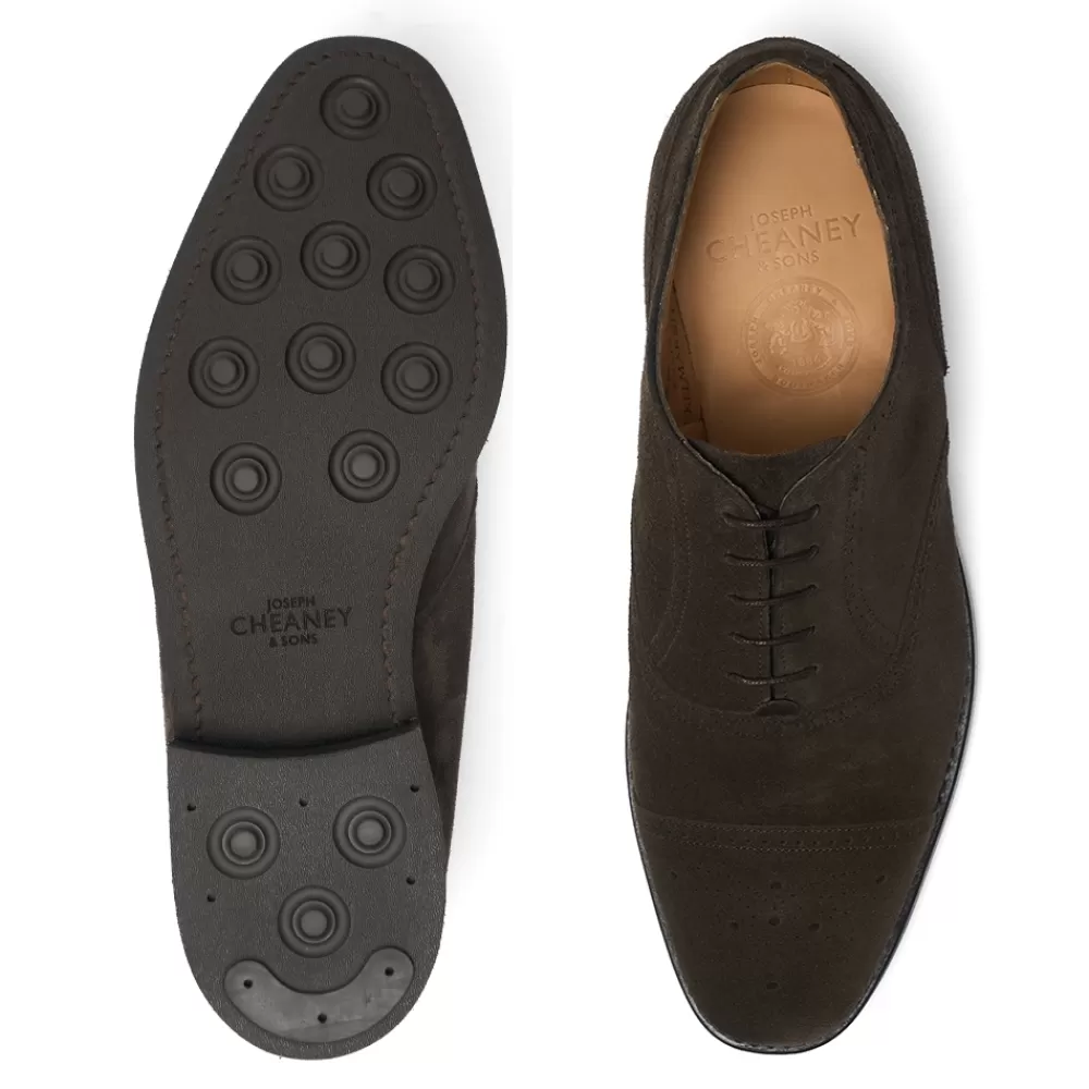 Cheaney Semi Brogues | Kelmarsh R Oxford Semi Brogue In Dark Brown Suede