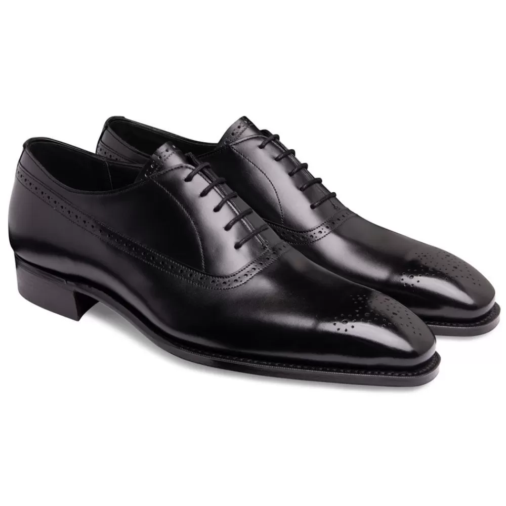 Cheaney Oxfords | Lancaster Punch Capped Oxford In Black Calf Leather