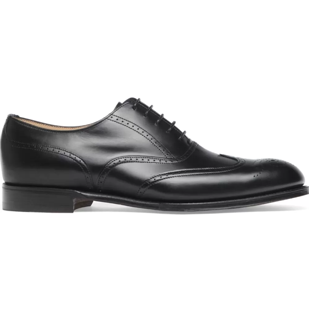 Cheaney Brogues | Loddington R Oxford Brogue In Black Calf Leather | Rubber Sole