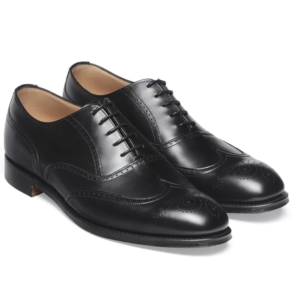 Cheaney Brogues | Loddington R Oxford Brogue In Black Calf Leather | Rubber Sole