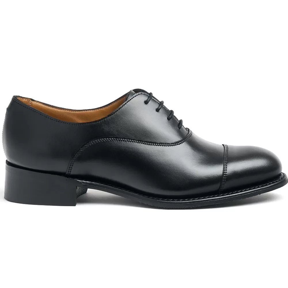 Cheaney Oxfords | Louise Ii D Capped Oxford In Black Calf Leather