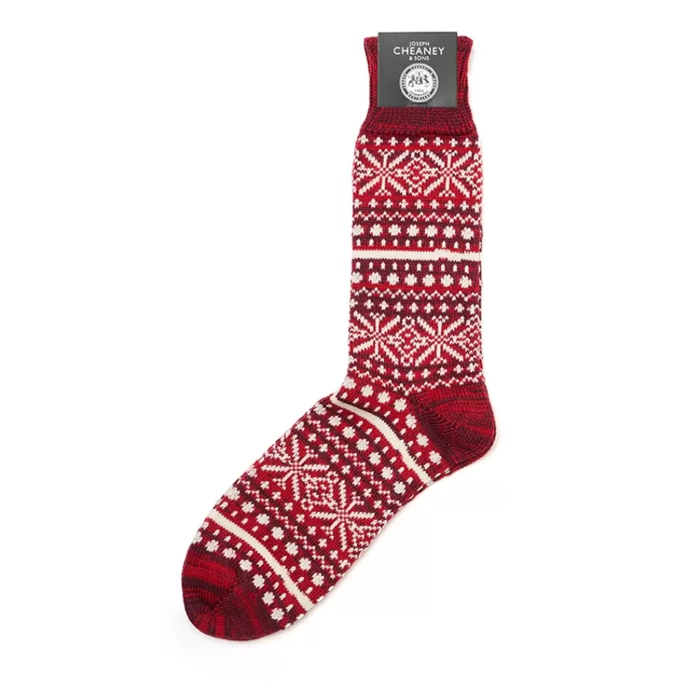 Corgi Socks | Marl Fair Isle Red Mens Wool & Cotton Socks