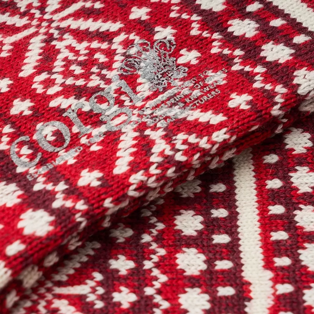 Corgi Socks | Marl Fair Isle Red Mens Wool & Cotton Socks
