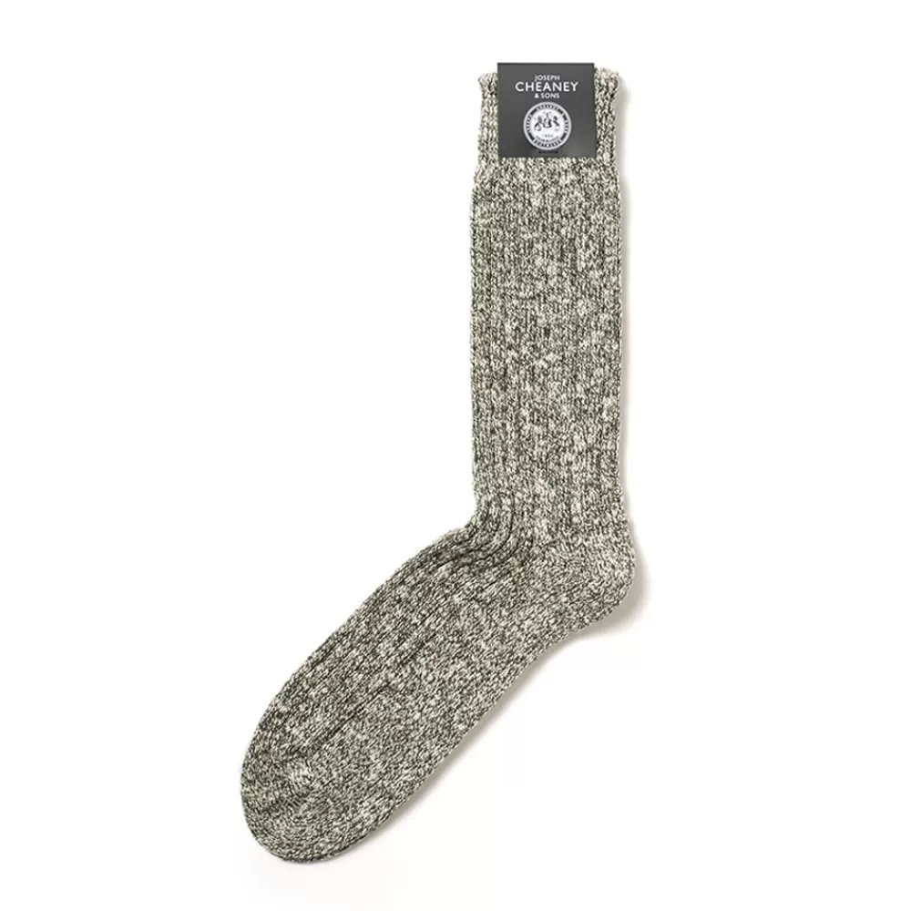 Corgi Socks | Marl Ribbed Green Pure Cotton Socks