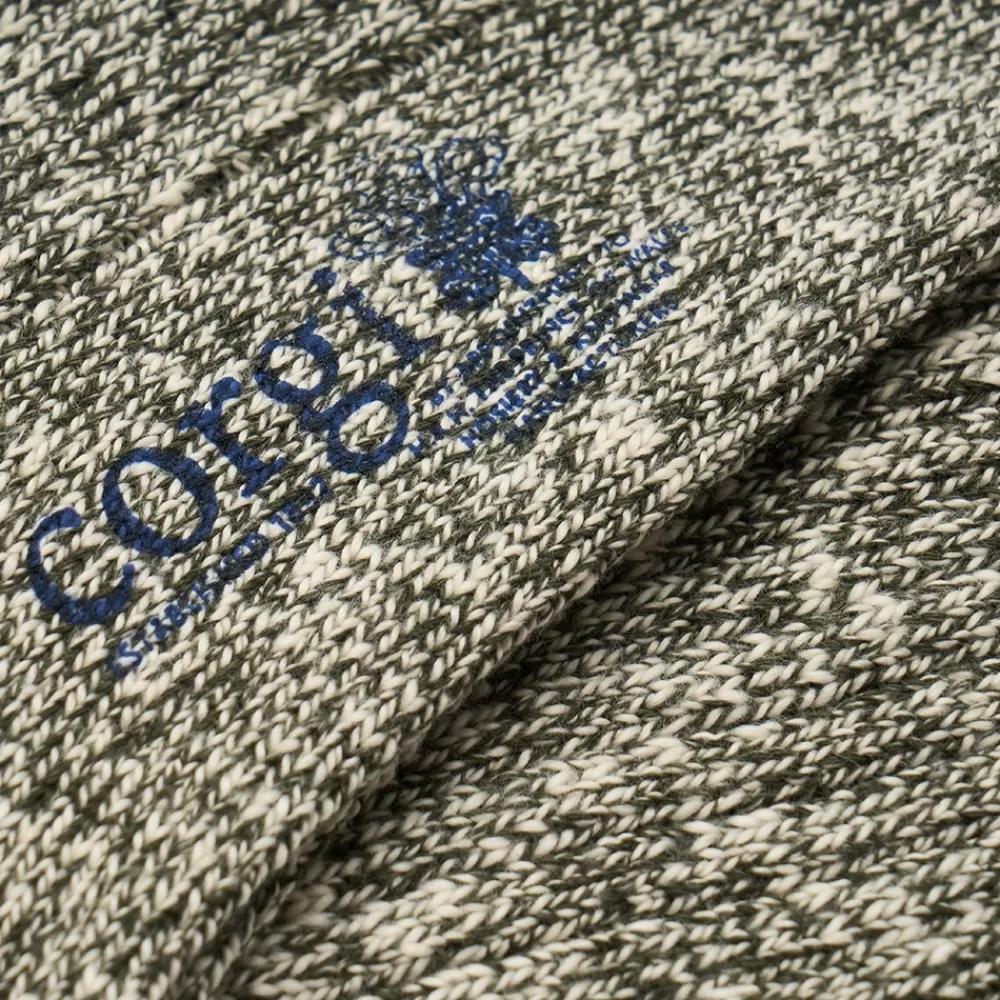 Corgi Socks | Marl Ribbed Green Pure Cotton Socks