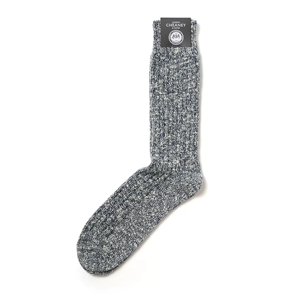 Corgi Socks | Marl Ribbed Navy Pure Cotton Socks