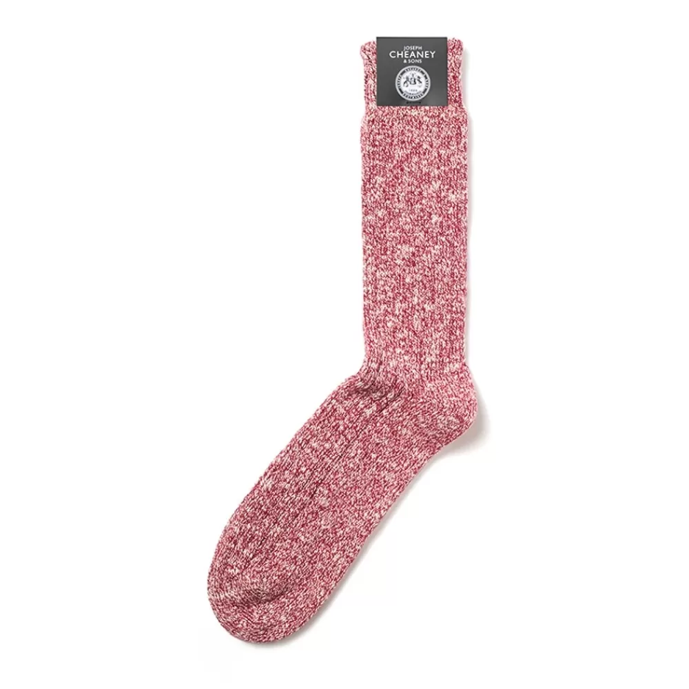 Corgi Socks | Marl Ribbed Red Pure Cotton Socks