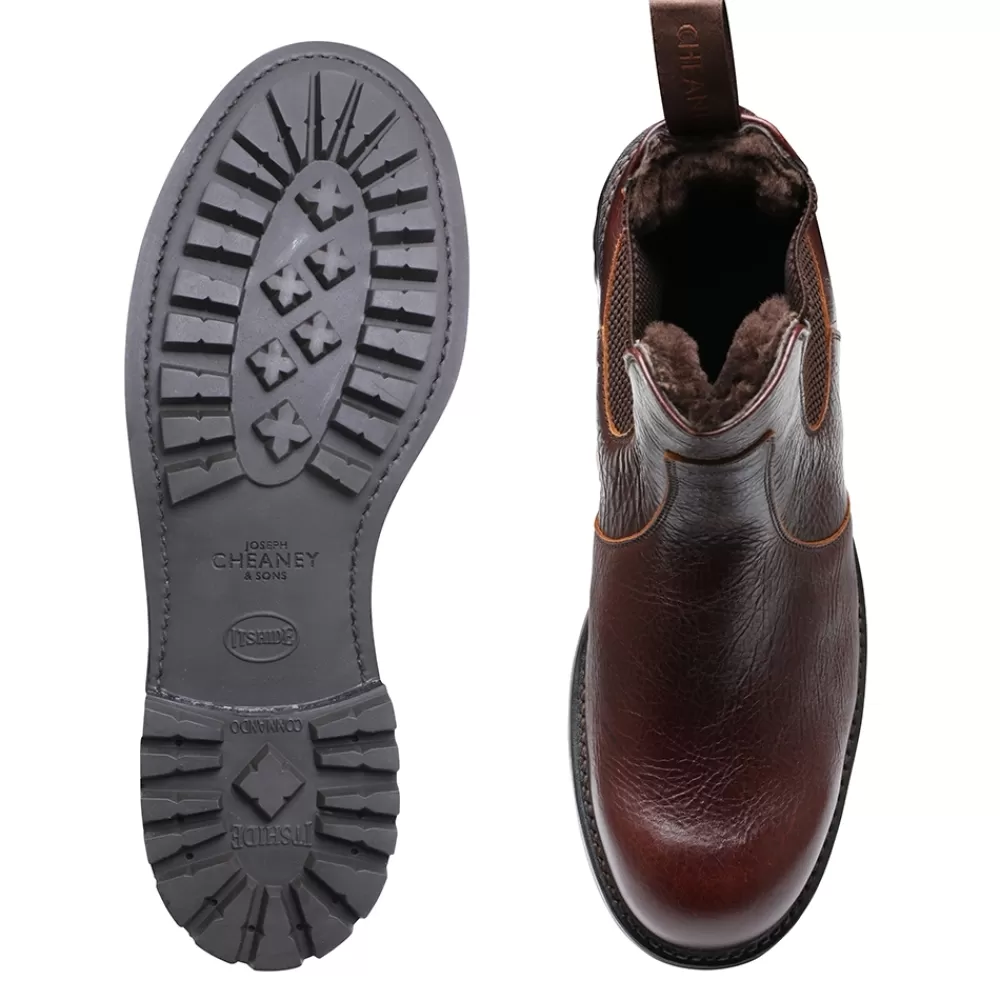 Cheaney Chelsea Boots | Mohawk C Shearling Lined Chelsea Boot In Whiskey Kudu Leather