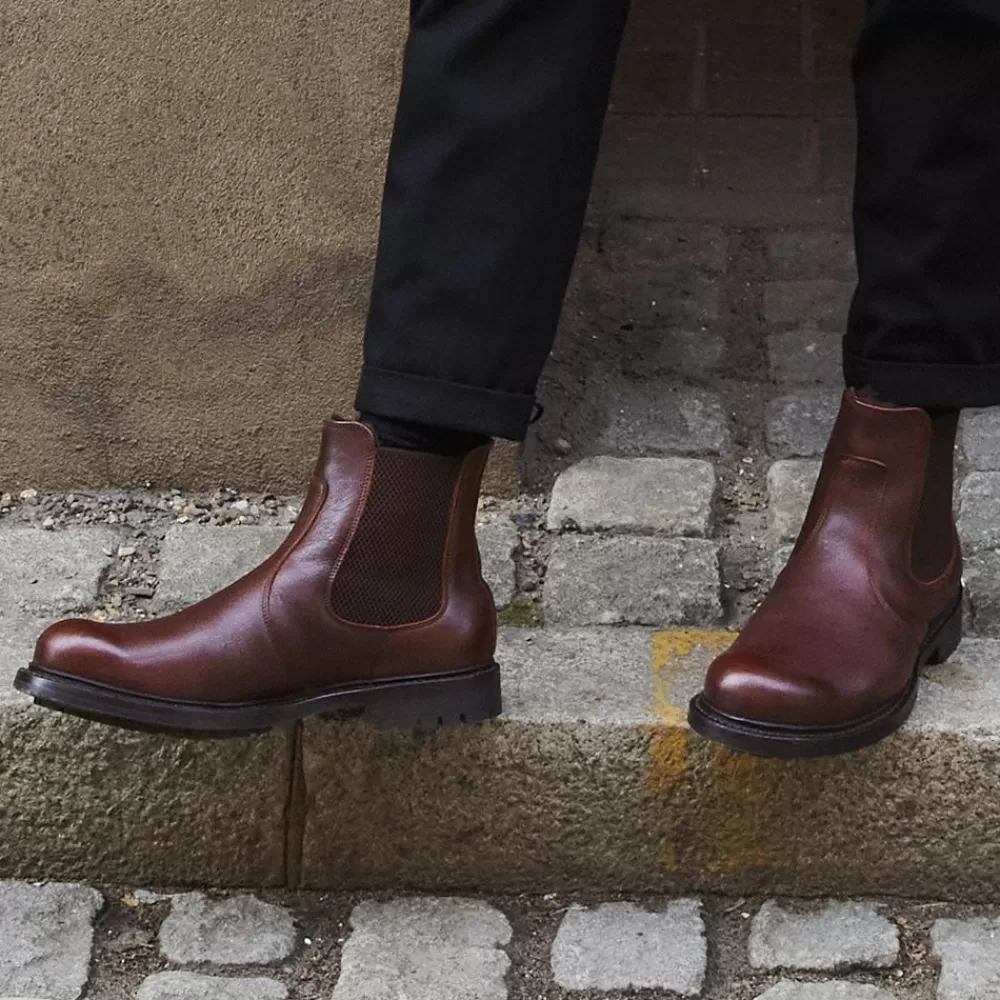 Cheaney Chelsea Boots | Mohawk C Shearling Lined Chelsea Boot In Whiskey Kudu Leather