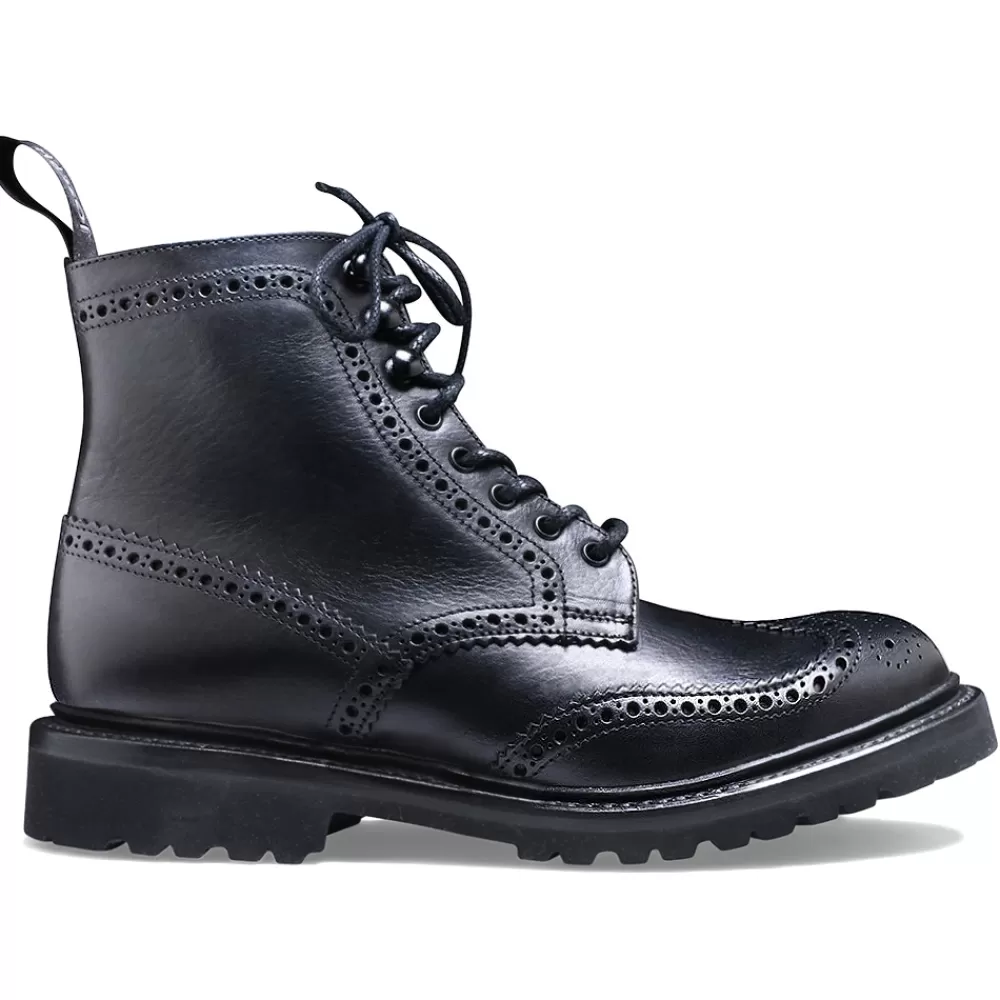 Cheaney Derby Boots | Olivia Gv Derby Brogue Boot In Black Eco Oiled Leather