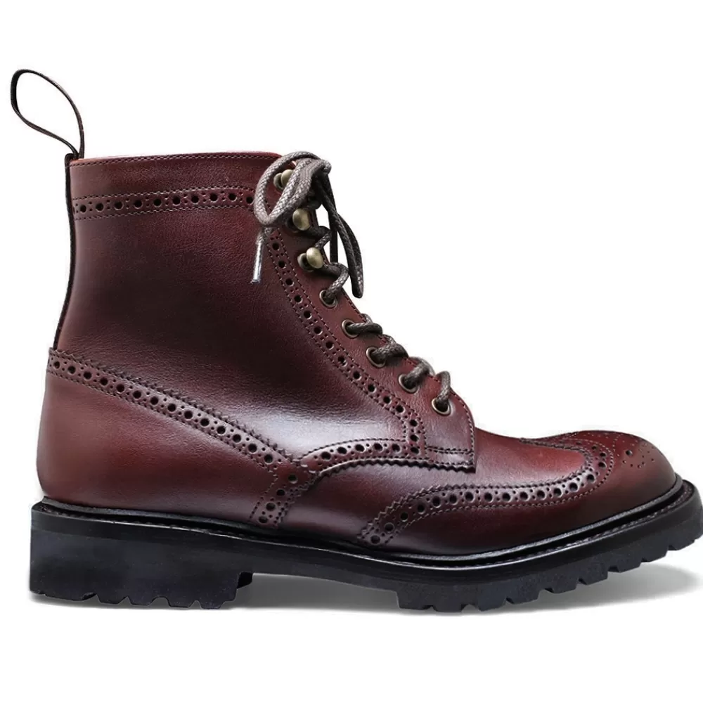 Cheaney Derby Boots | Olivia Gv Derby Brogue Boot In Polo Brown Eco Oiled Leather