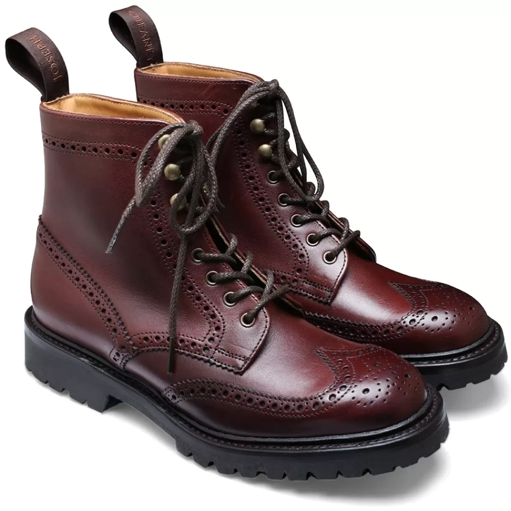 Cheaney Derby Boots | Olivia Gv Derby Brogue Boot In Polo Brown Eco Oiled Leather