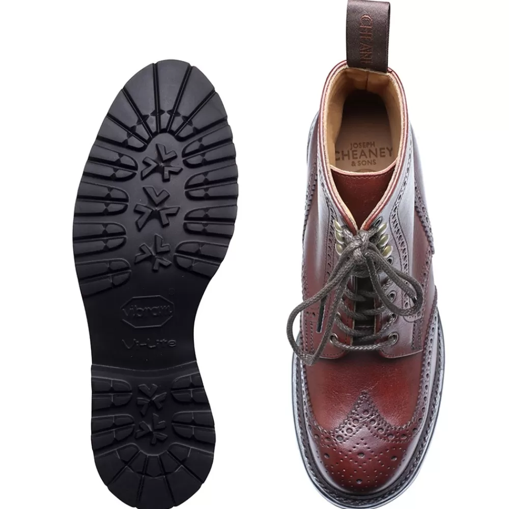 Cheaney Derby Boots | Olivia Gv Derby Brogue Boot In Polo Brown Eco Oiled Leather