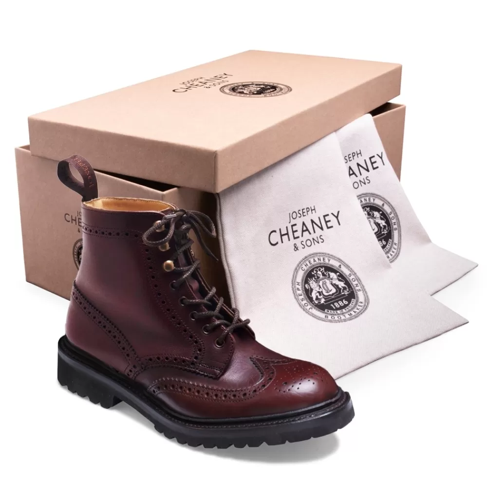 Cheaney Derby Boots | Olivia Gv Derby Brogue Boot In Polo Brown Eco Oiled Leather