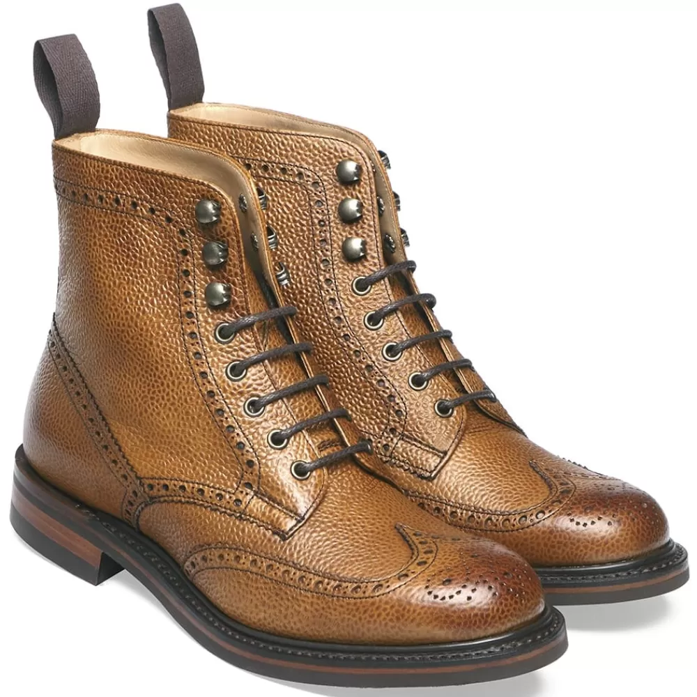 Cheaney Derby Boots | Olivia R Derby Brogue Boot In Almond Grain Leather