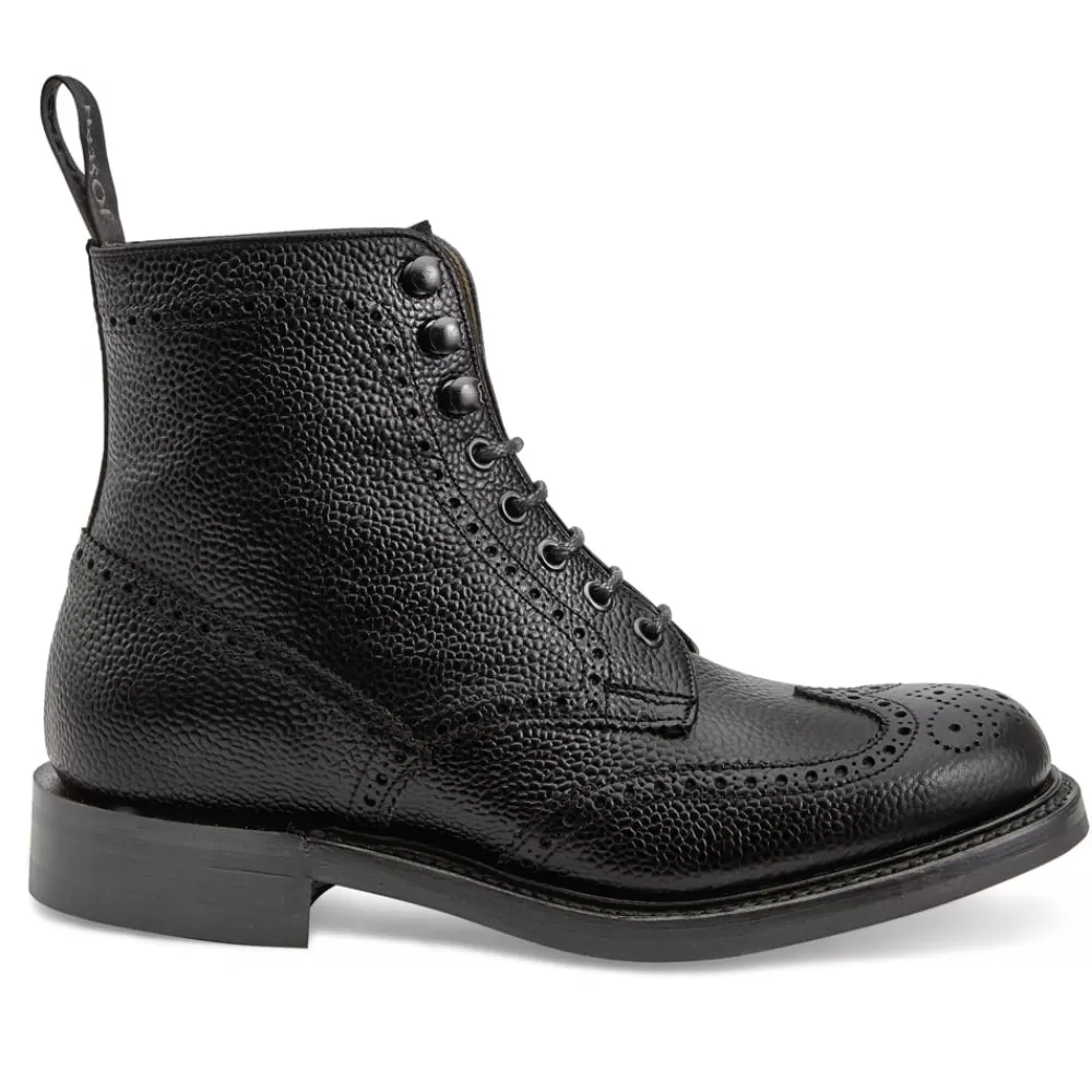 Cheaney Derby Boots | Olivia R Derby Brogue Boot In Black Grain Leather