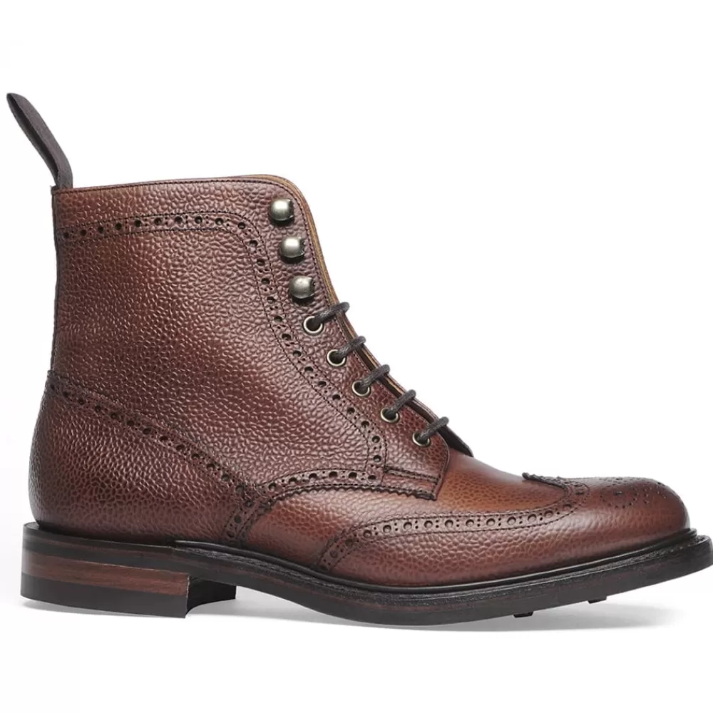 Cheaney Derby Boots | Olivia R Derby Brogue Boot In Mahogany Grain Leather