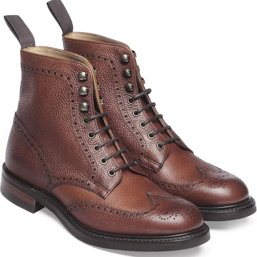 Cheaney Derby Boots | Olivia R Derby Brogue Boot In Mahogany Grain Leather