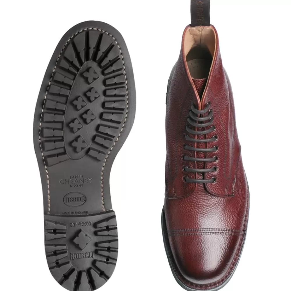 Cheaney Derby Boots | Pennine Ii C Veldtschoen Derby Boot In Burgundy Grain Leather