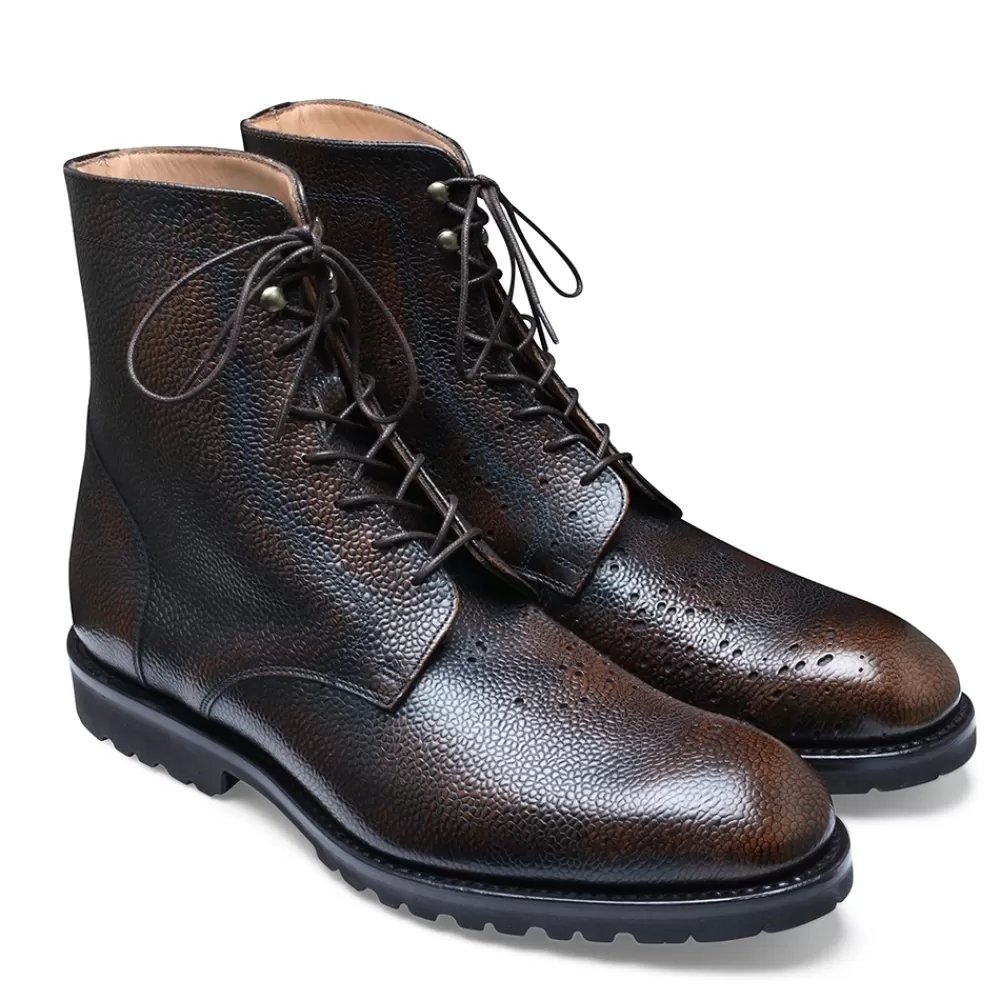 Cheaney Brogue Boots | Purdey Gv Buckshot Derby Brogue Boot In Bronze Grain