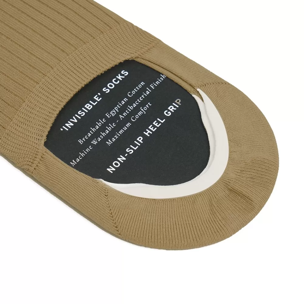 Corgi Socks | Ribbed Egyptian Cotton Beige Invisible Socks