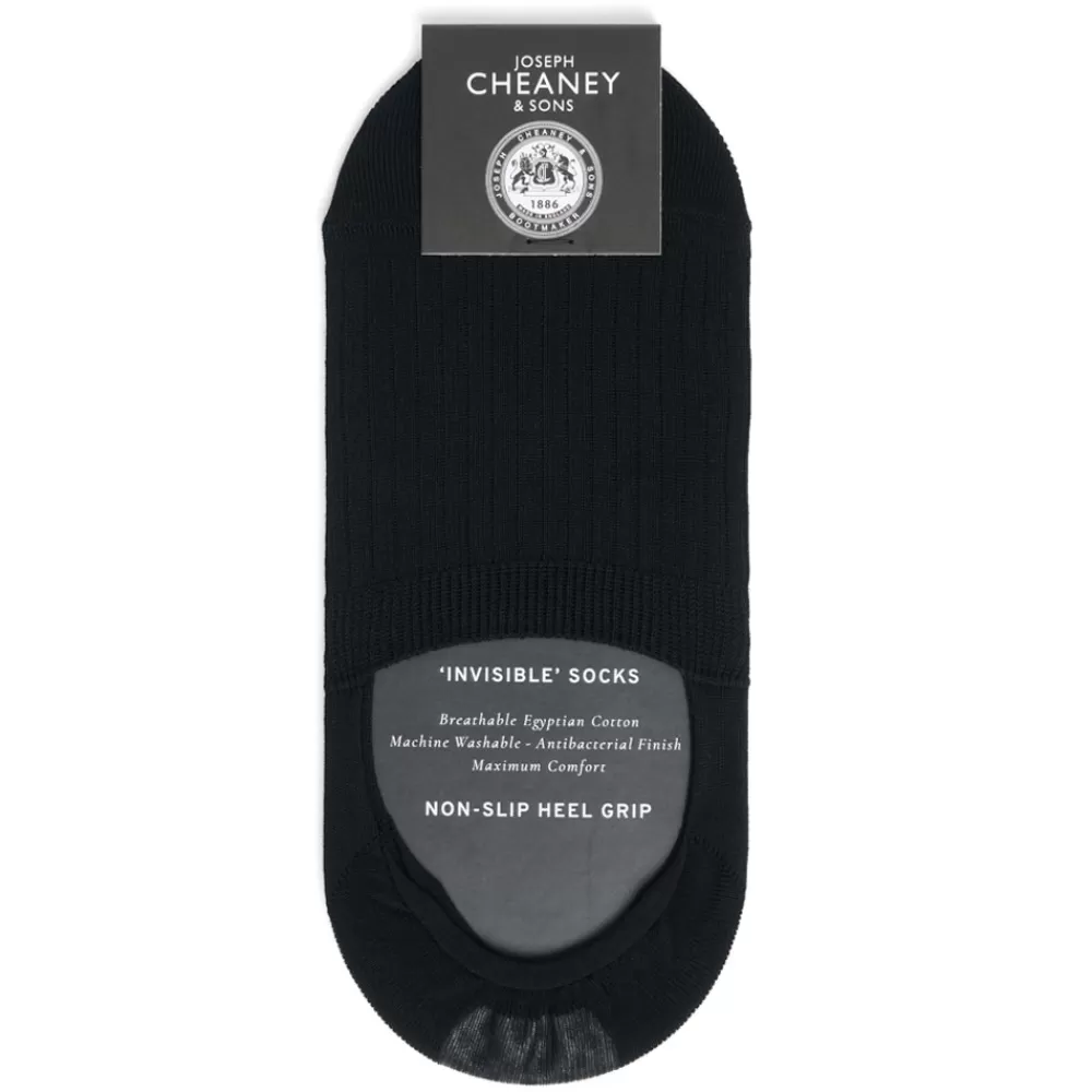Corgi Socks | Ribbed Egyptian Cotton Black Invisible Socks