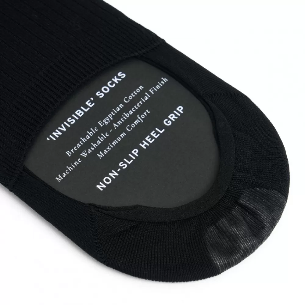 Corgi Socks | Ribbed Egyptian Cotton Black Invisible Socks