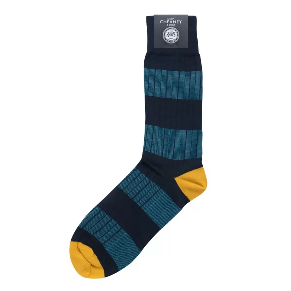 Corgi Socks | Rugby Stripe Navy Mens Cotton Socks