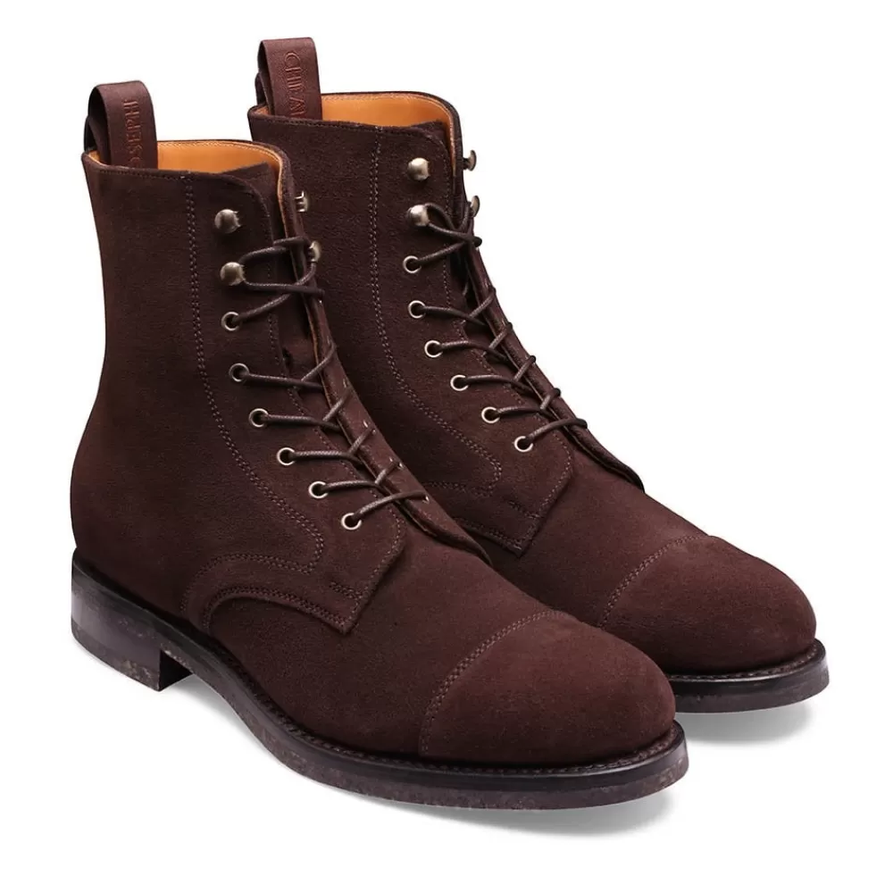 Cheaney Derby Boots | Salcey Derby Boot In Dark Brown Eco-Buck Suede
