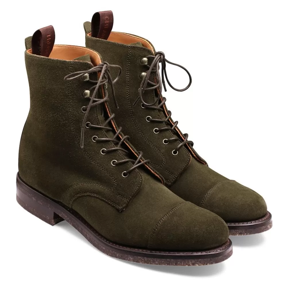 Cheaney Derby Boots | Salcey Derby Boot In Hunting Green Eco-Buck Suede