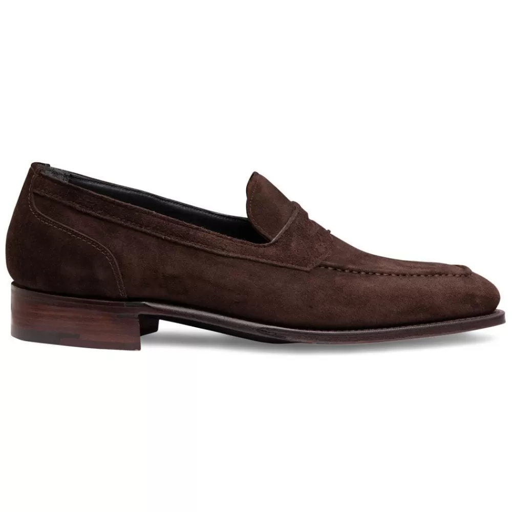 Cheaney Loafers | Saxon Penny Loafer In Bitter Chocolate Suede