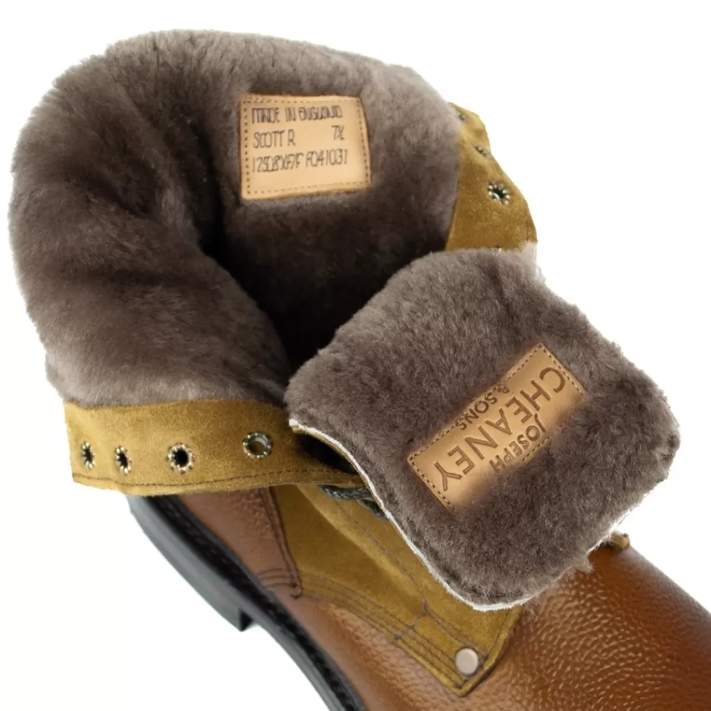 Cheaney Derby Boots | Scott R Shearling Lined Derby Boot In Almond Grain/Maracca Suede