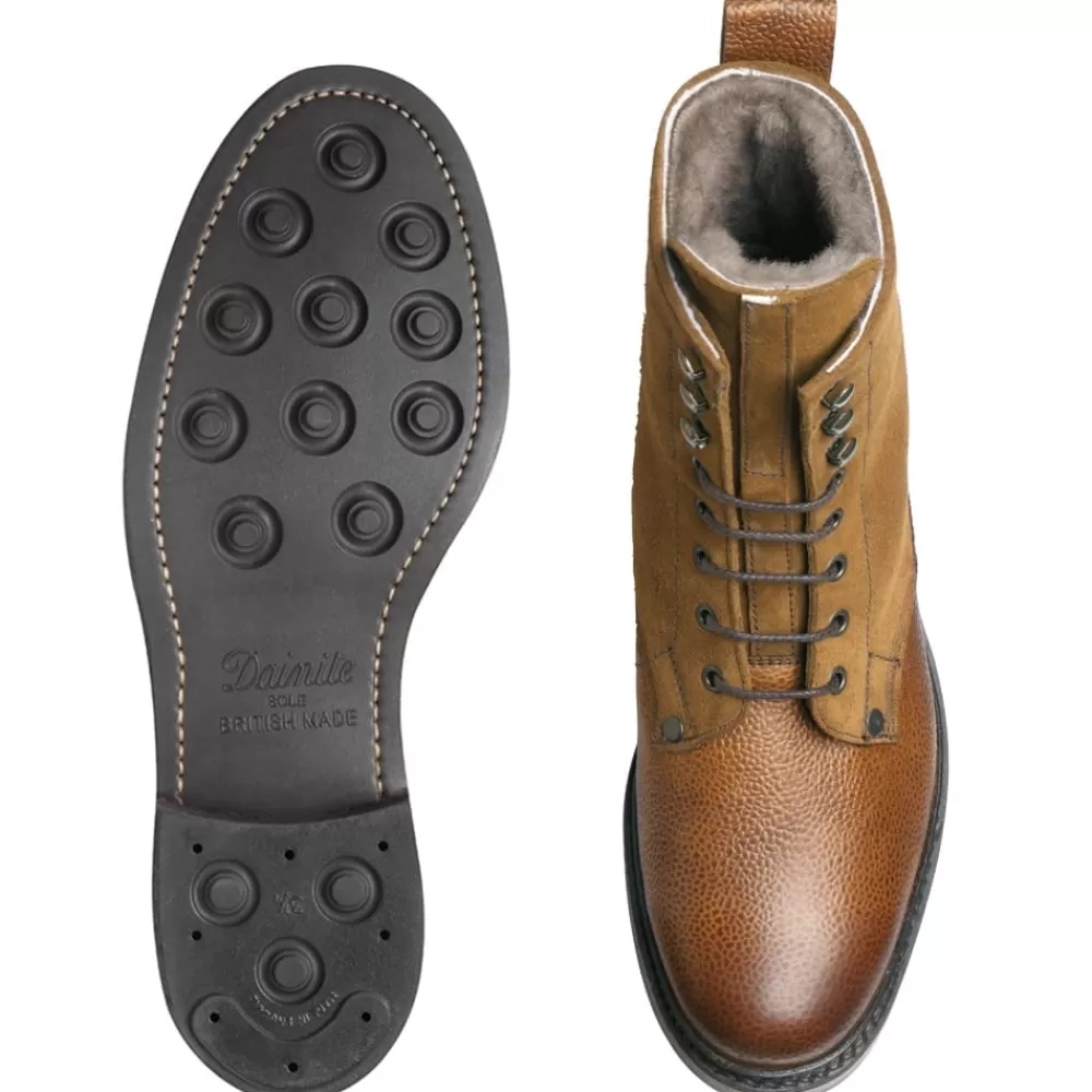 Cheaney Derby Boots | Scott R Shearling Lined Derby Boot In Almond Grain/Maracca Suede