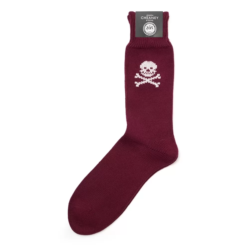 Corgi Socks | Skull Burgundy Pure Cotton Socks