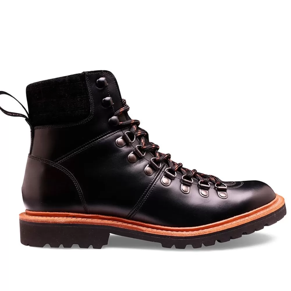 Cheaney Hiker Boots | Skye Gv Hiker Boot In Black Calf Leather/Printed Suede