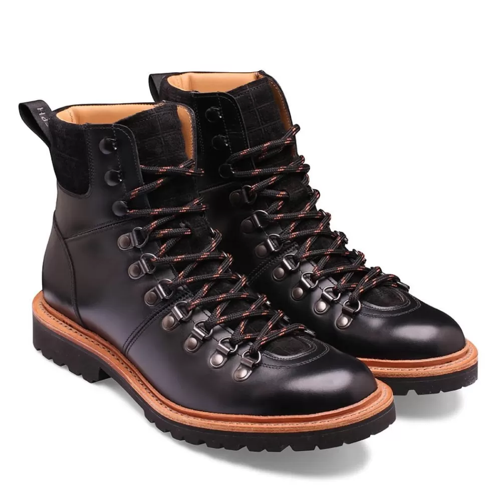Cheaney Hiker Boots | Skye Gv Hiker Boot In Black Calf Leather/Printed Suede