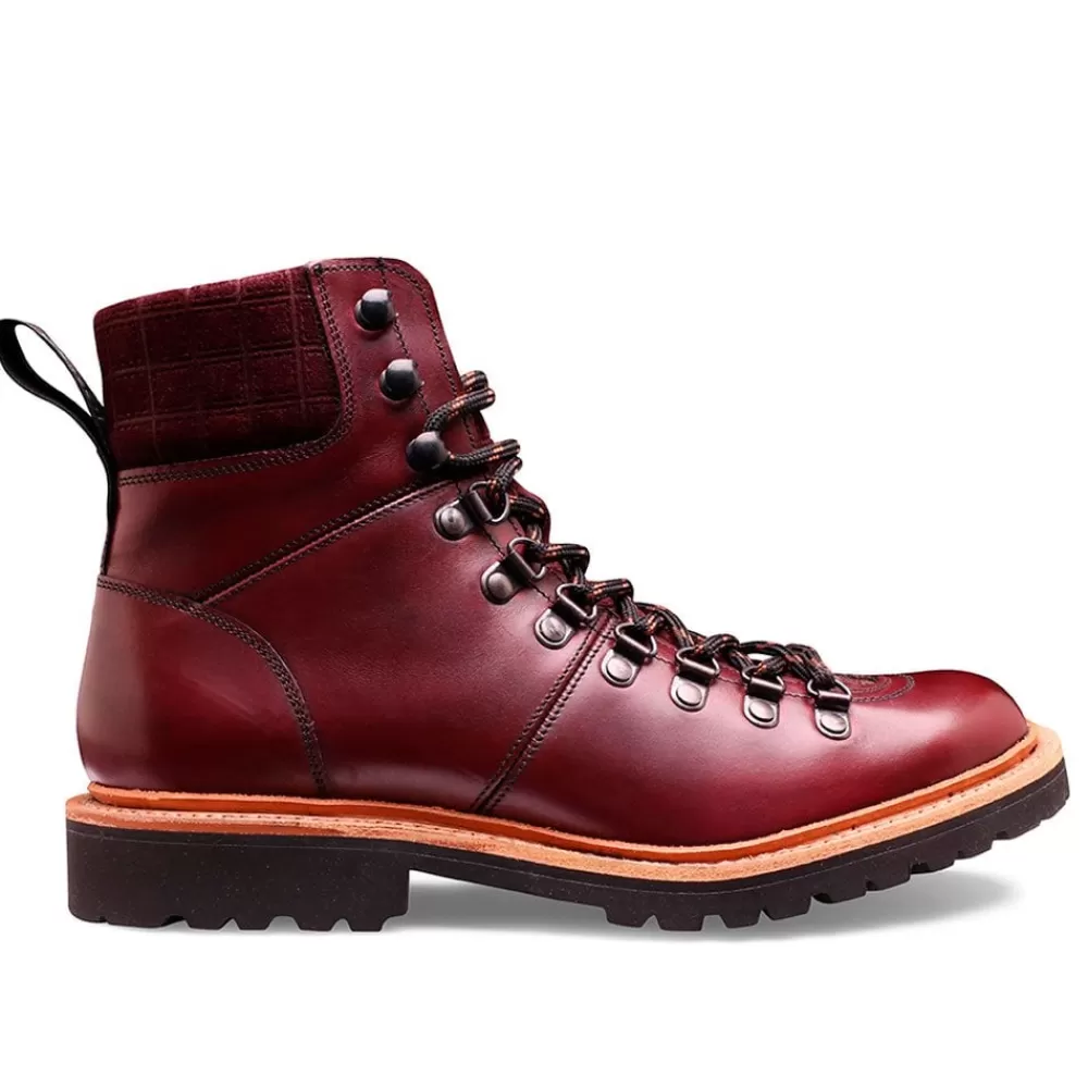 Cheaney Hiker Boots | Skye Gv Hiker Boot In Burgundy Calf Leather/Printed Suede
