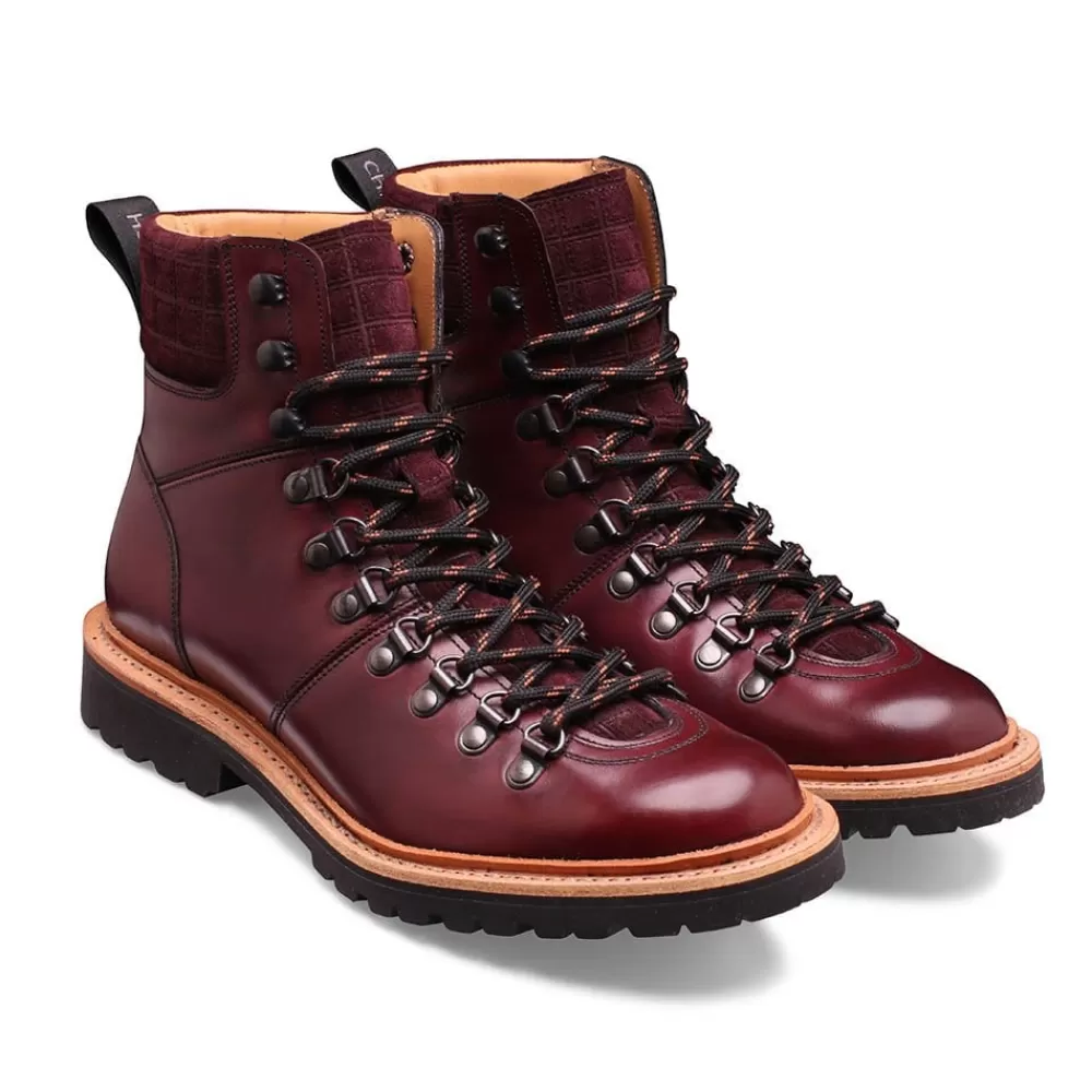 Cheaney Hiker Boots | Skye Gv Hiker Boot In Burgundy Calf Leather/Printed Suede