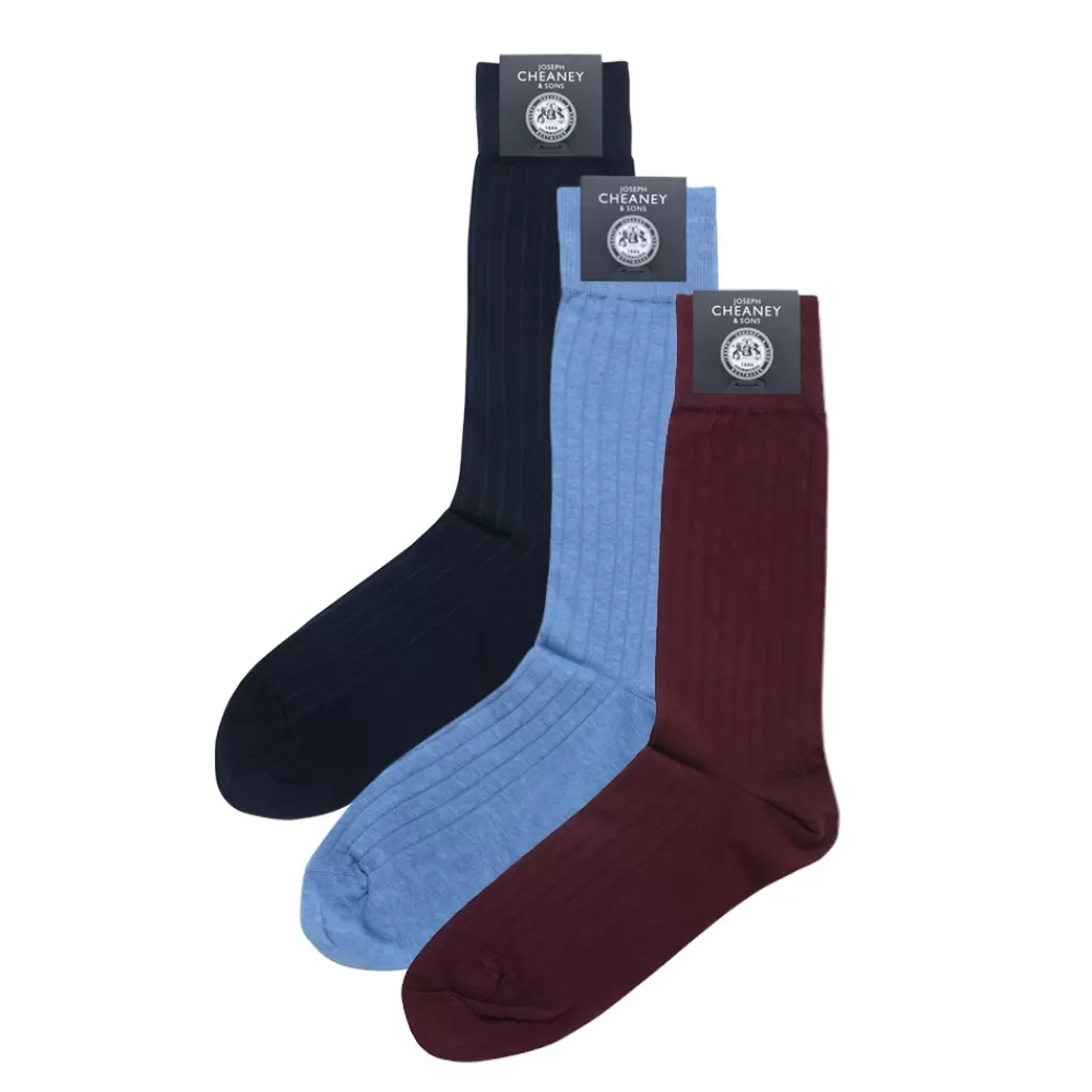 Corgi Socks | Socks Gift Box - 3 Pack - Navy, Denim, Port