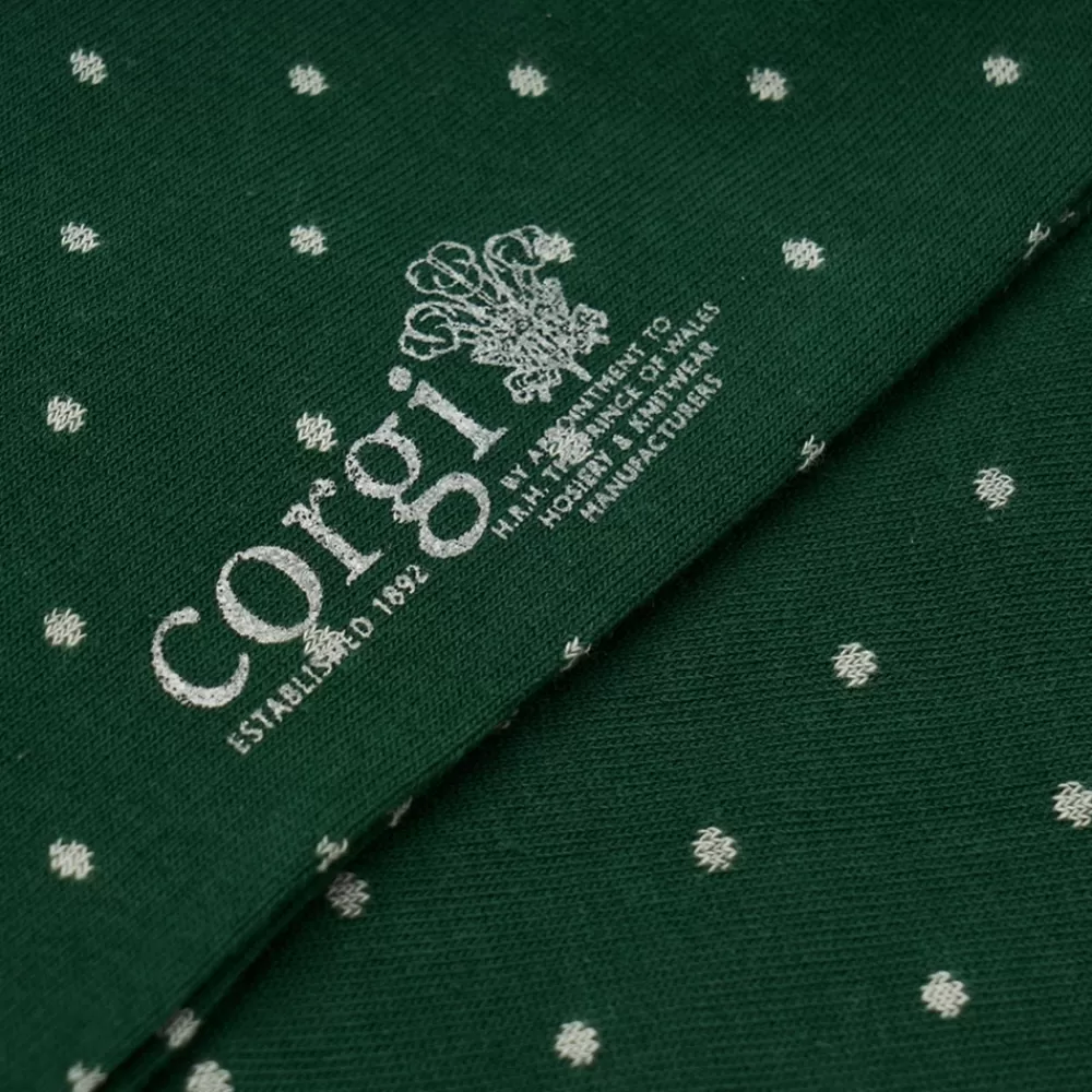 Corgi Socks | Spot Pattern Green Mens Cotton Socks