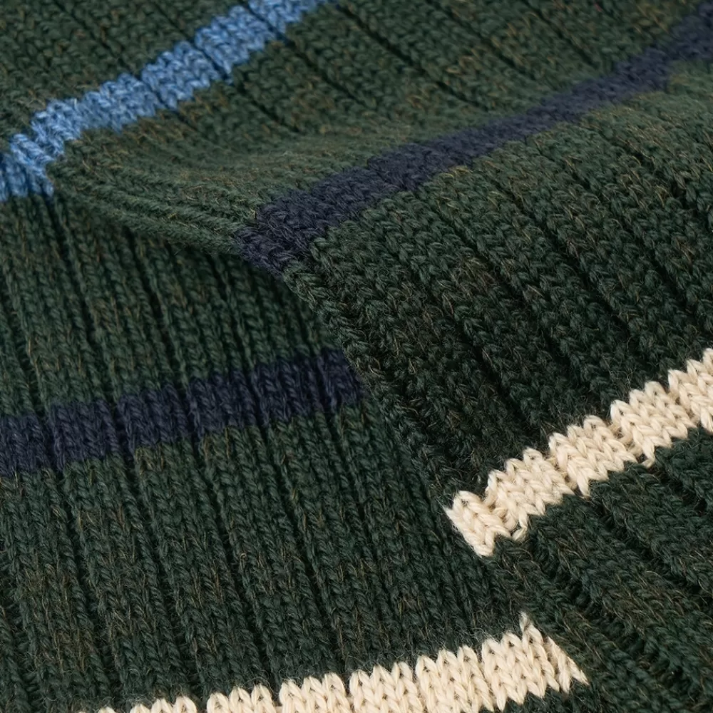 Corgi Socks | Striped Forest/Cream Merino Wool Unisex Socks