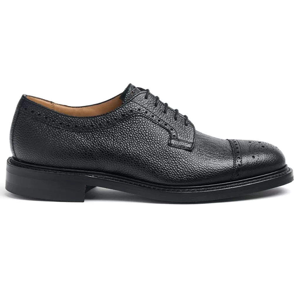 Cheaney Semi Brogues | Tenterden Ii R Derby Semi Brogue In Black Grain Leather