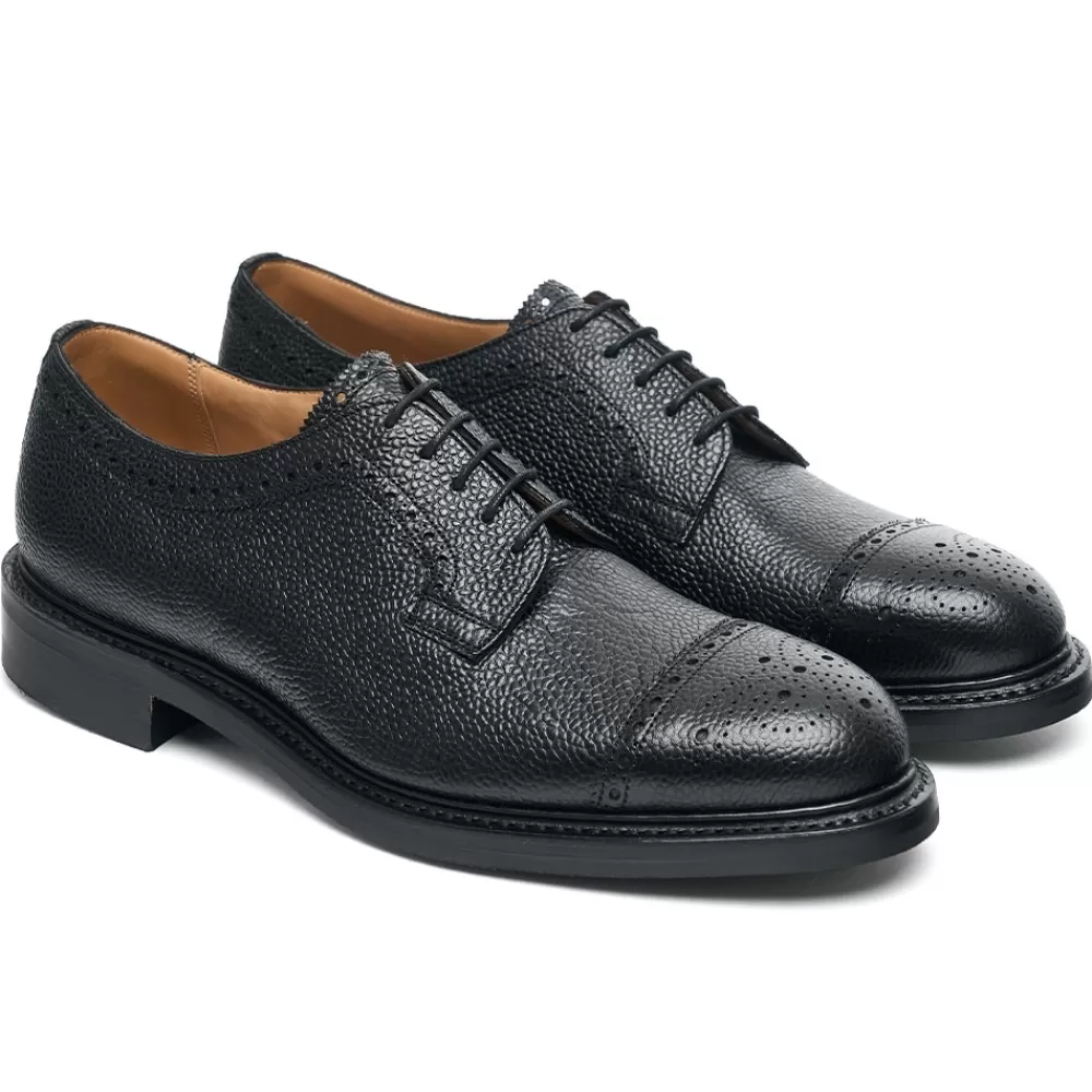 Cheaney Semi Brogues | Tenterden Ii R Derby Semi Brogue In Black Grain Leather